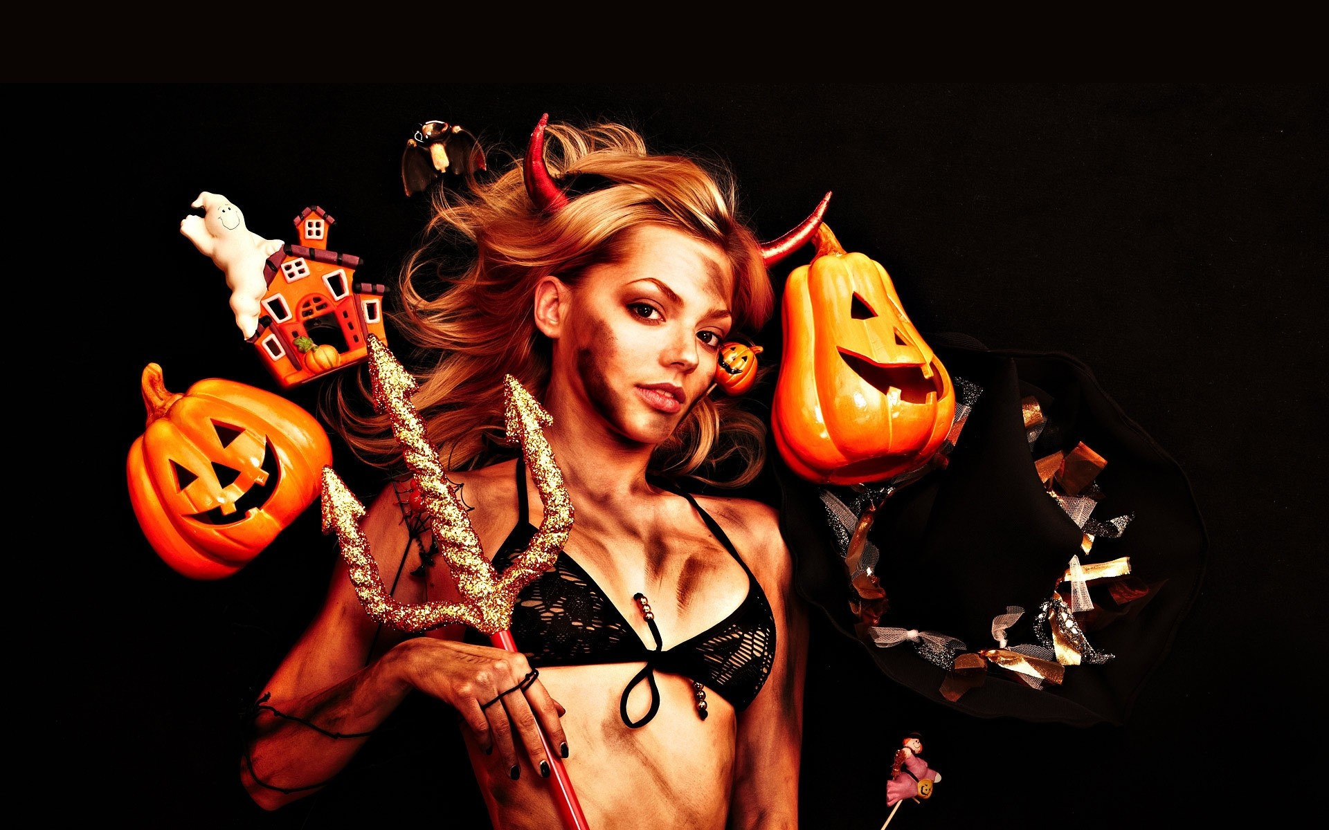 halloween donna arte zucca strega ragazza arte di halloween