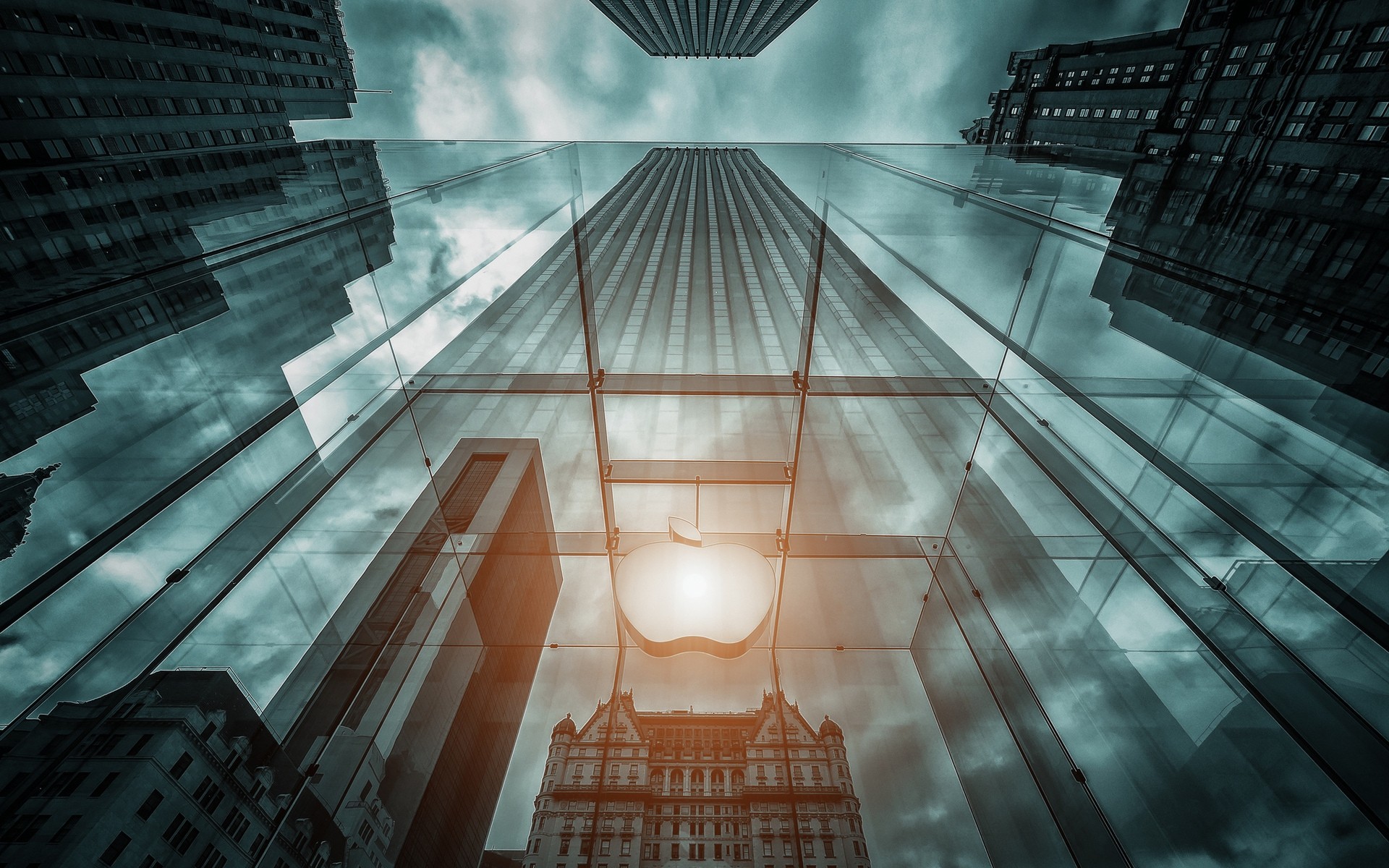 apple architektur moderne stadt büro städtisch haus glas futuristisch wirtschaft fenster perspektive reflexion licht wolkenkratzer innenstadt bau modern ausdruck kork turm apple-logo apple-logo apple store new york apple