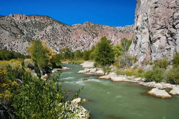 Autumn beauty of a mountain river