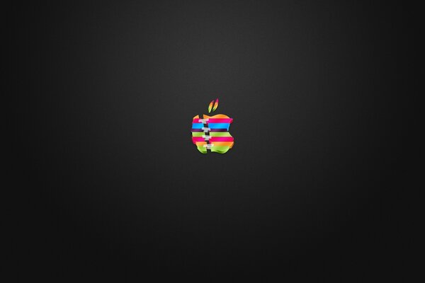 Multicolored apple logo on a black background