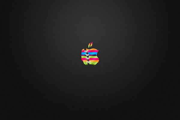 Різнобарвна емблема apple на чорному тлі