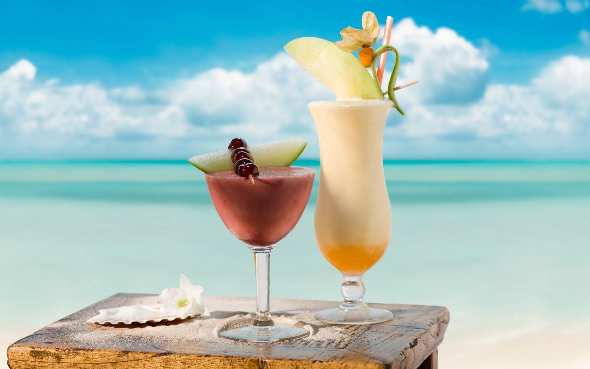 boissons été tropical plage vacances voyage verre sable ciel glace