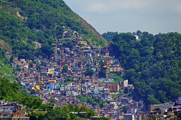 Densely populated city on a hillside