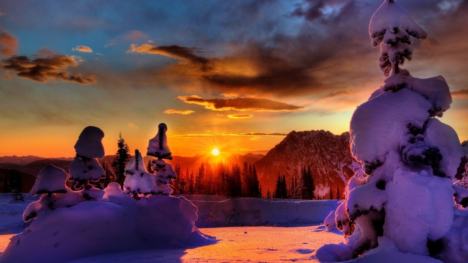 hiver neige coucher de soleil à l extérieur eau aube voyage ciel soir