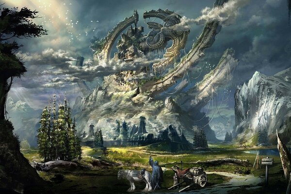 Tera Online corde pietra gigante montagna costruzione