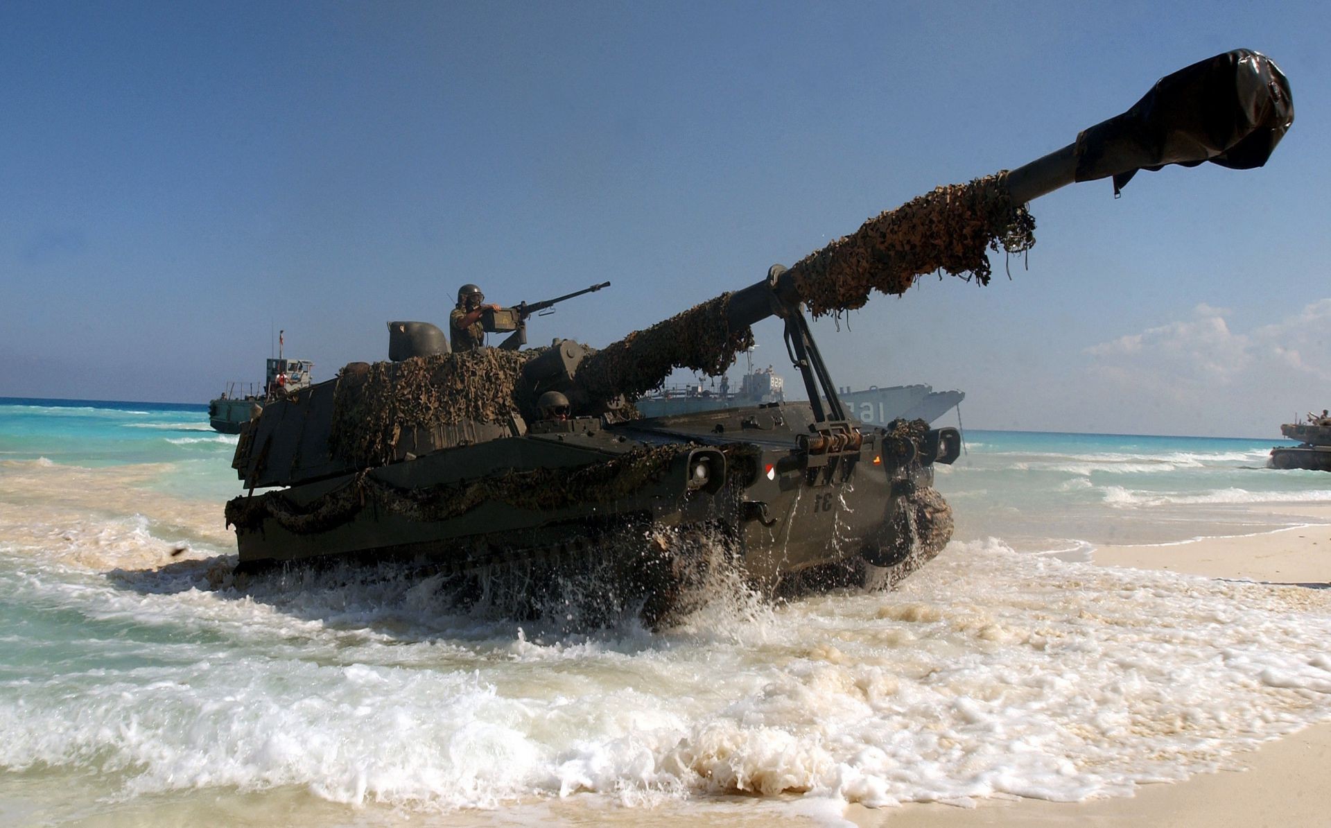 ground-based techniques ocean water sea beach seashore military vehicle wave travel storm sand watercraft sky surf war