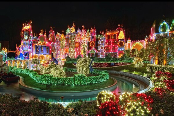 Disneyland cielo diversión Navidad brillante fiesta hermosa