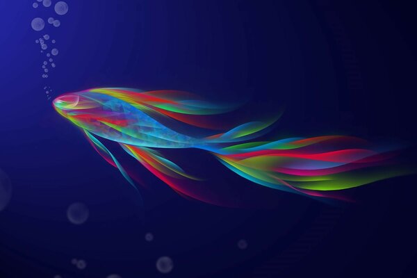 Graphic drawing neon fish