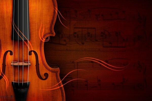 Violin notes radiate music