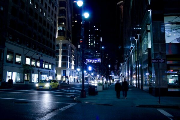 Urban romance at night on the main street