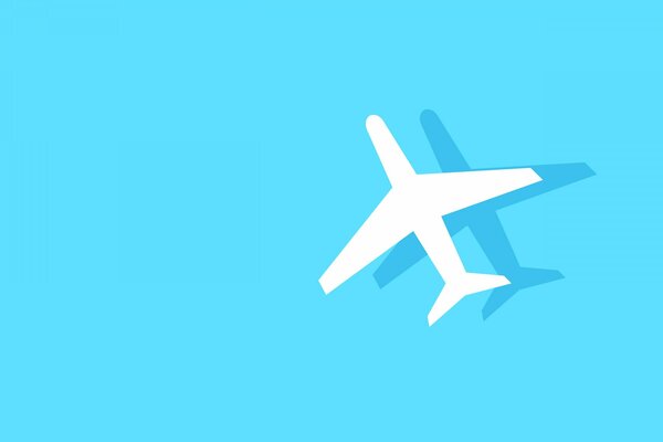 Векторное изображение белого самолета на голубом фоне