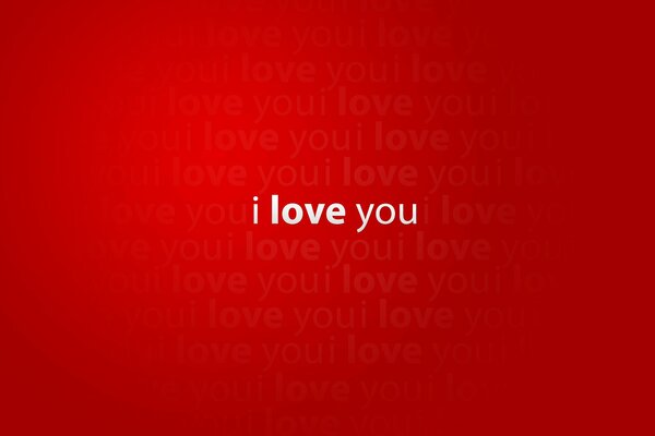 I love you. Белый шрифт на красном фоне