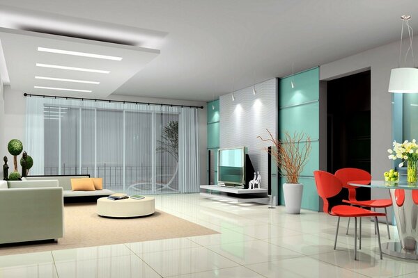 Interior elegante em tons pastel