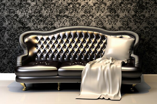 Fashionable leather sofa as an interior item