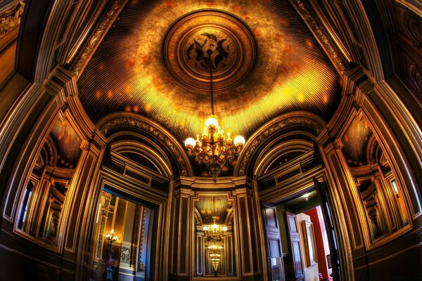 The vault of classical architecture with the backlight on