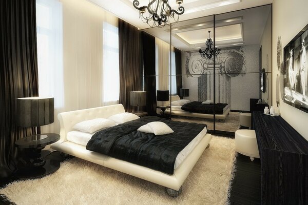 Dormitorio con muebles negros