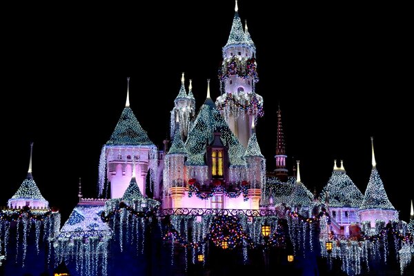 Festive interior of the evening illumination of the house