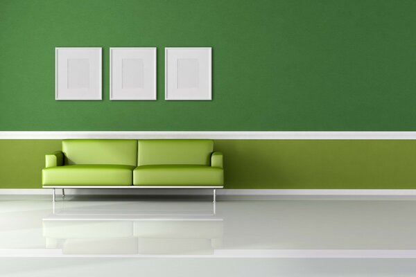 Green room with sofa