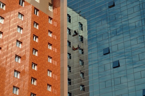 Mirrored skyscraper in clear weather