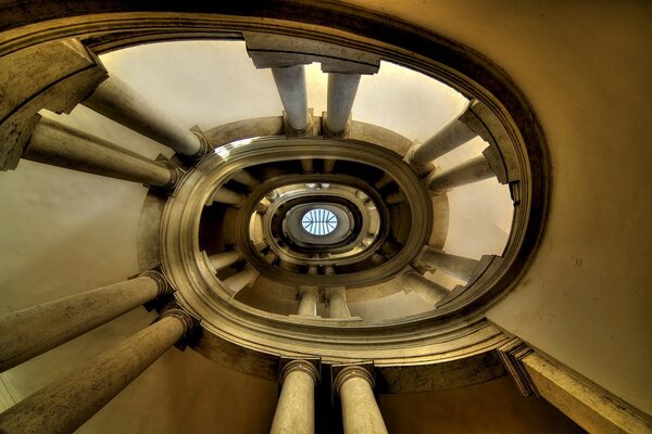 Vintage vintage view from below indoors