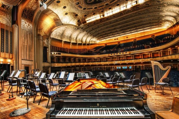 A musical orchestra in a beautiful theater