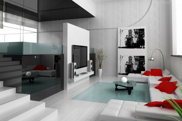 Modern interior of the room. Everything is modern and tasteful