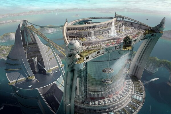 La ville du futur au milieu de la mer