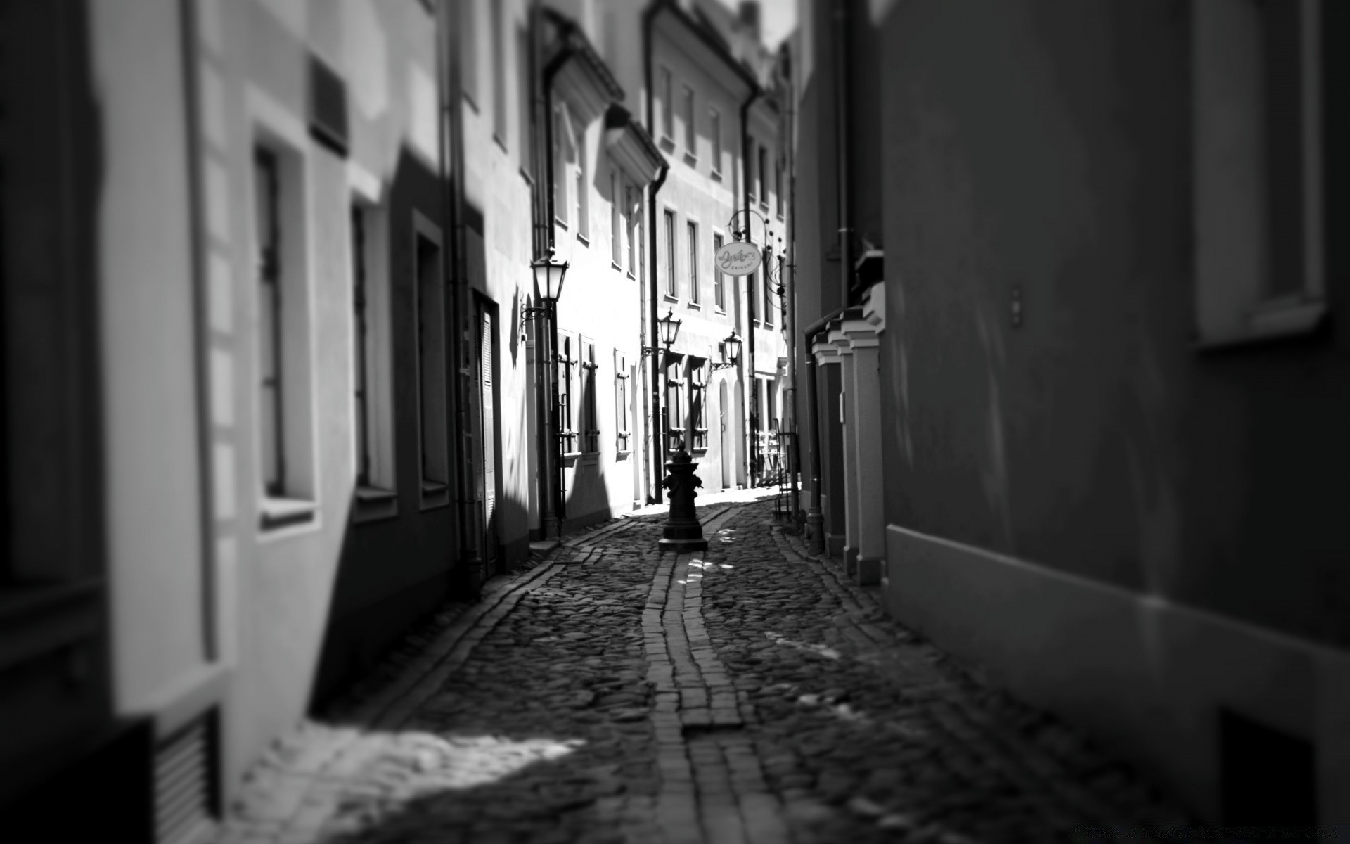 noir et blanc rue monochrome ville fenêtre architecture ruelle ombre urbain lumière vieux trottoir porte