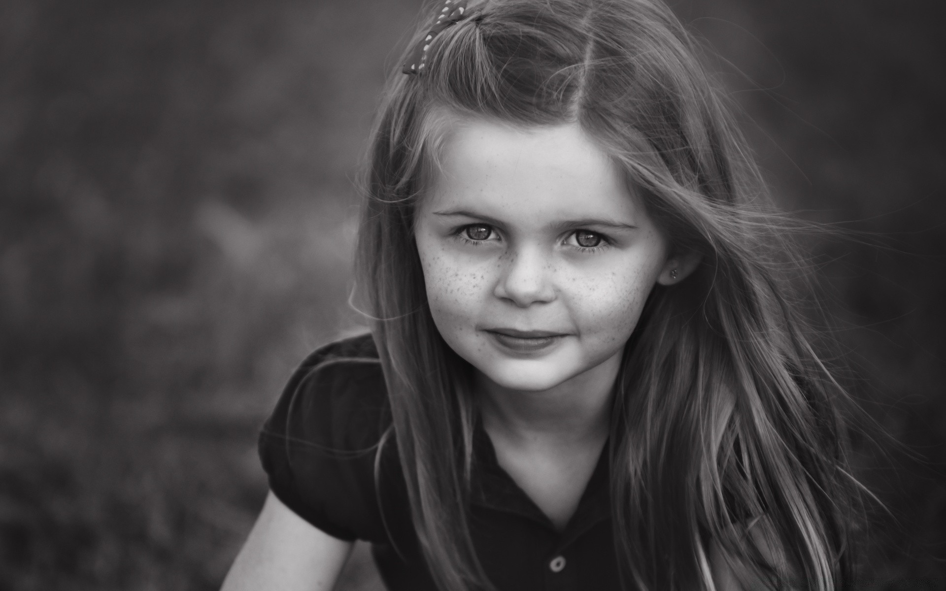 black and white portrait girl one child monochrome face woman fashion model cute hair