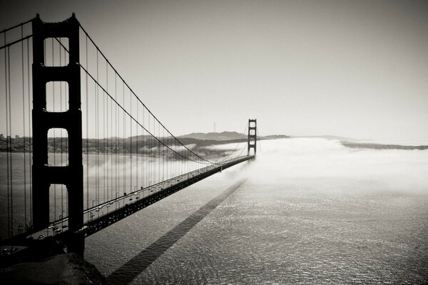 Nehrin karşısındaki köprünün siyah beyaz fotoğrafı