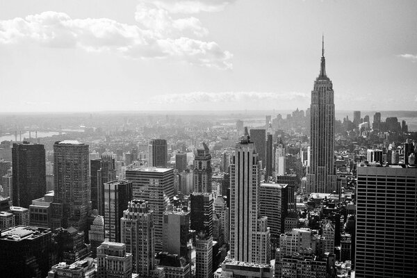 New York. Schwarz-Weiß-Landschaft, Bird s-eye view