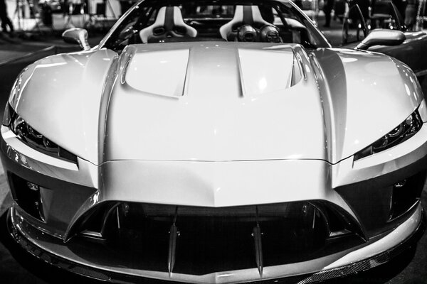 Bumper of a silver car close-up