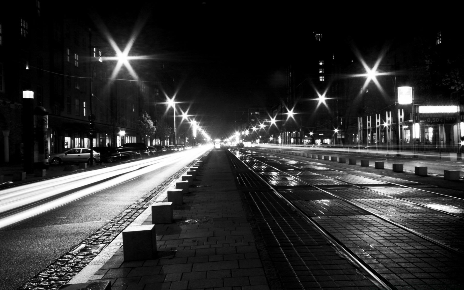 czarno-biały ulica monochromatyczny miasto droga światło ruch miejski rozmycie system transportu most autostrada szybki samochód centrum miasta ciemny podróże