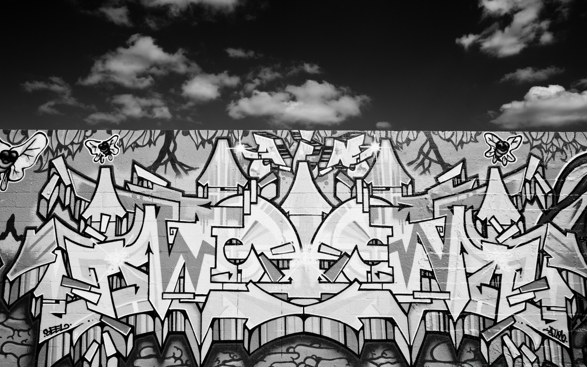 blanco y negro ilustración arte graffiti diseño escritorio