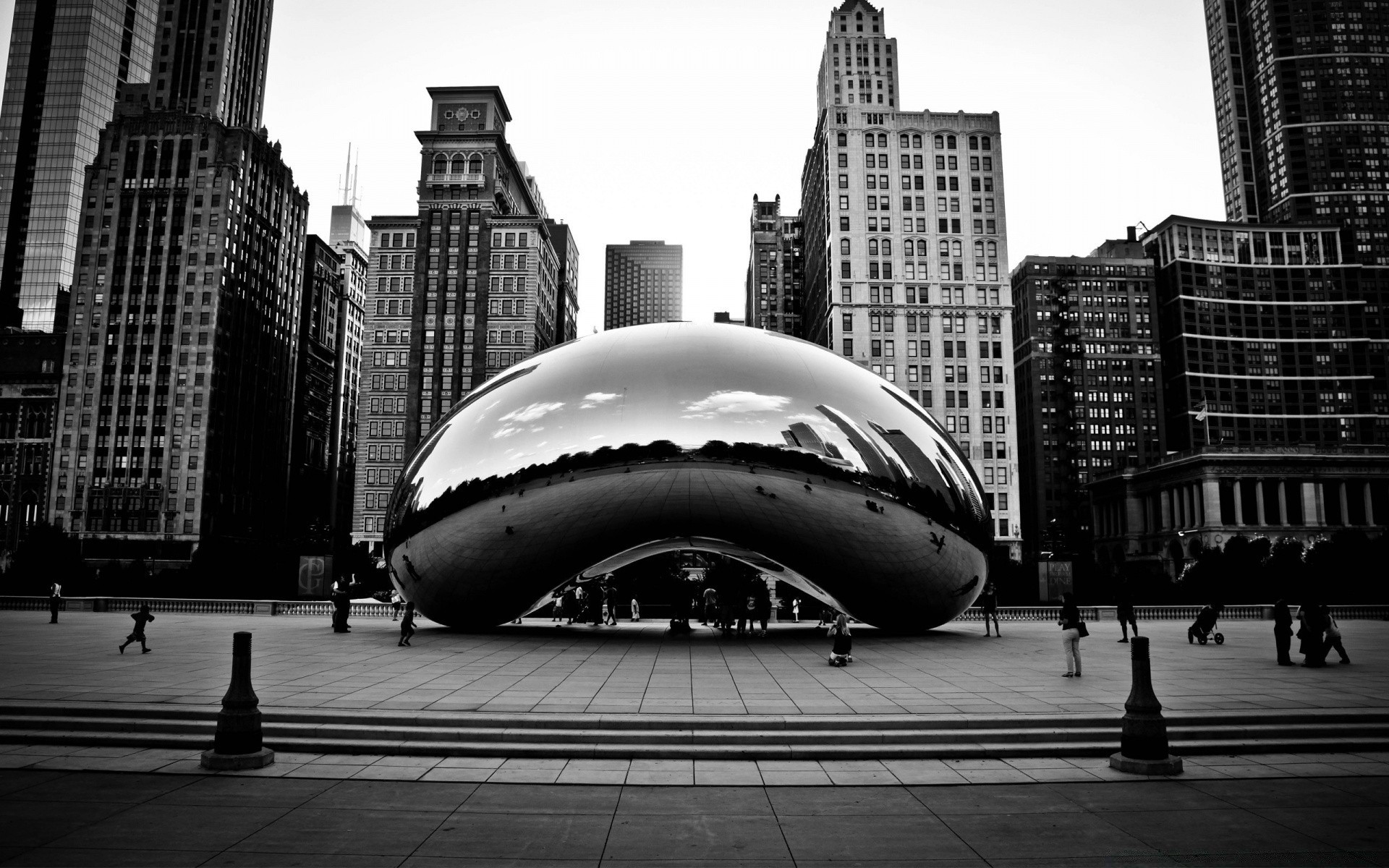 black and white city travel street architecture urban building downtown business transportation system skyscraper cityscape office sky outdoors light