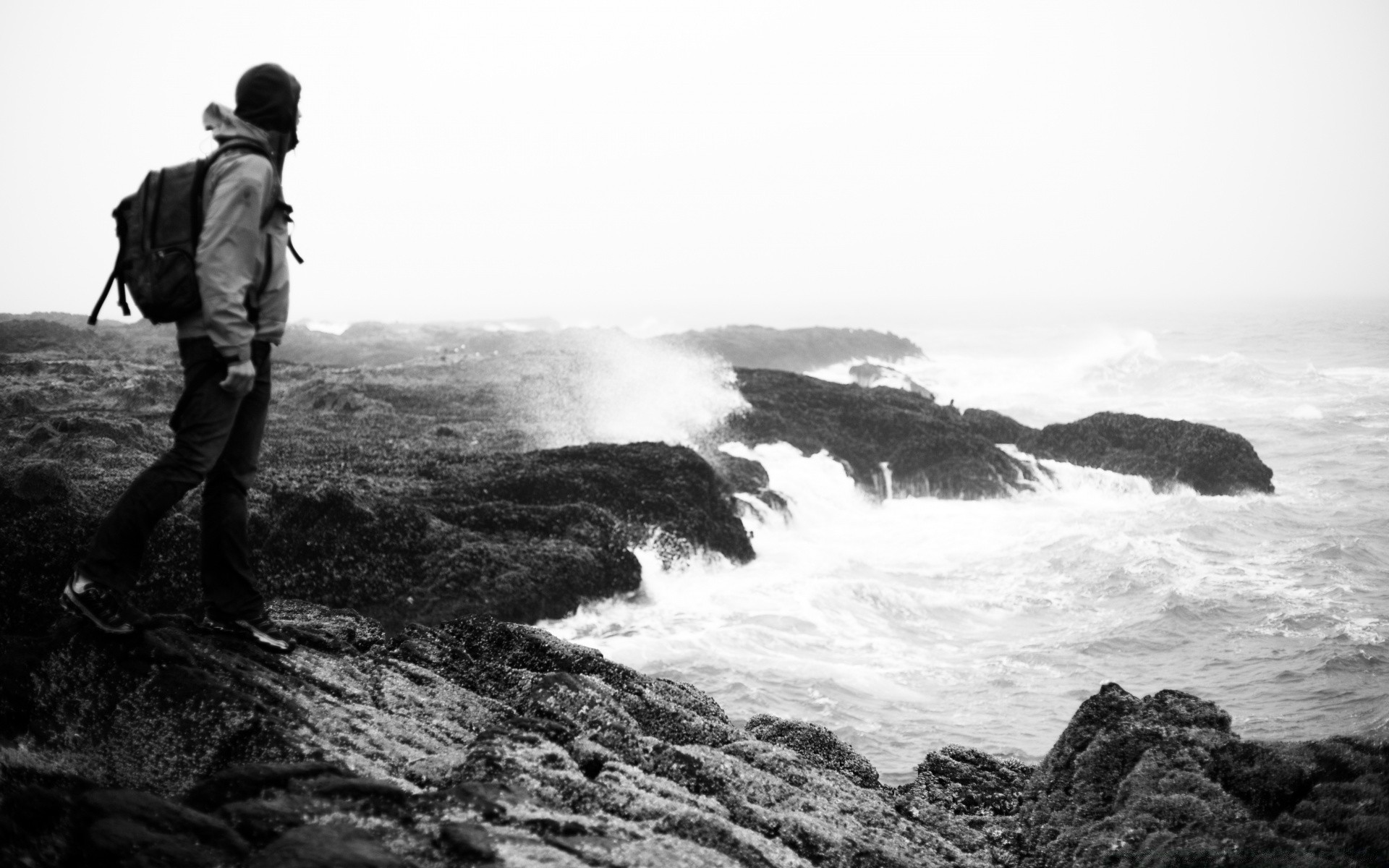 black and white seashore sea water landscape beach ocean rock scenic travel mountain one seascape surf outdoors sky island