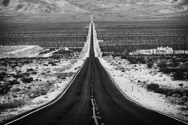 The long road stretches in the desert