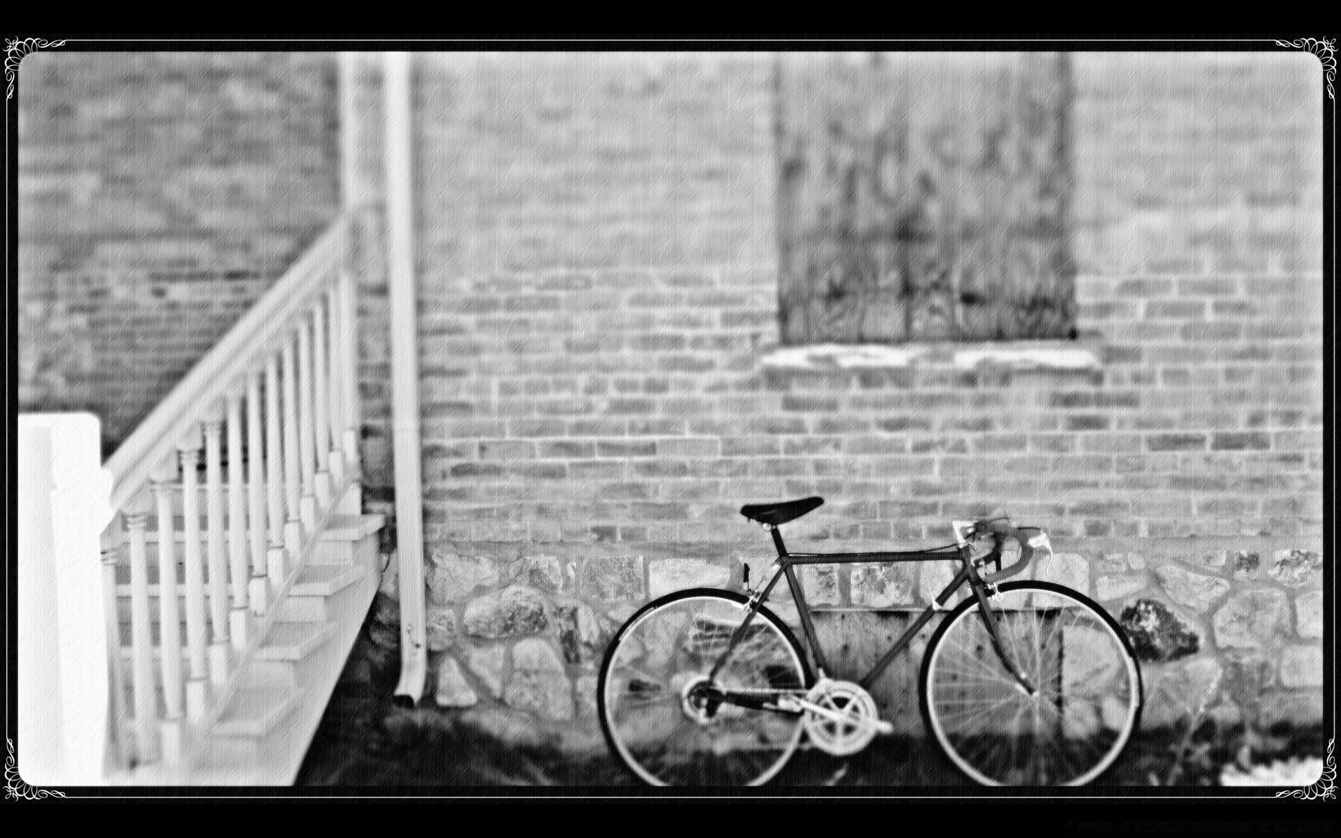 czarno-biały vintage old street desktop retro wall