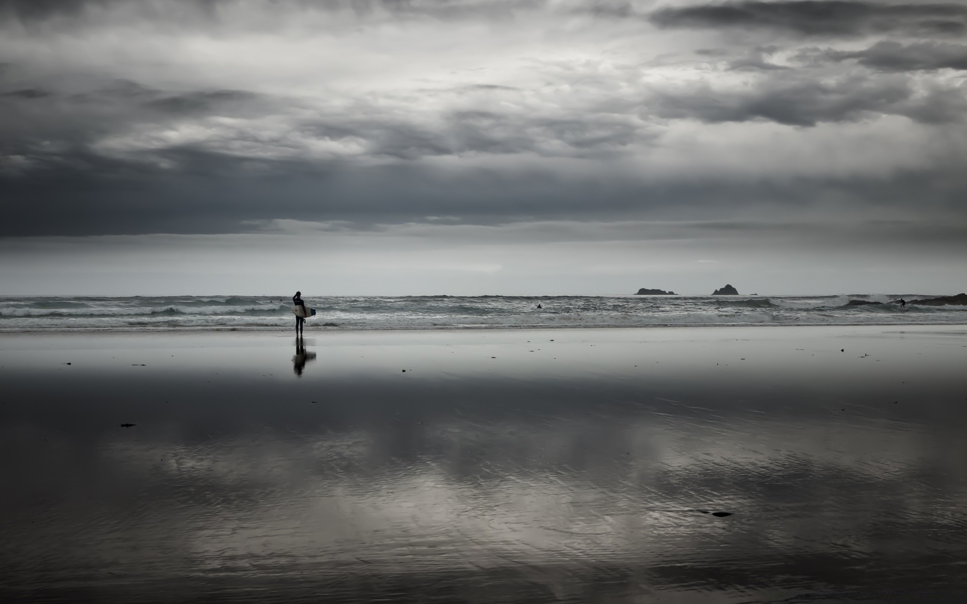 noir et blanc eau plage mer océan paysage paysage monochrome tempête coucher de soleil mer lac ciel soir réflexion nuage île aube