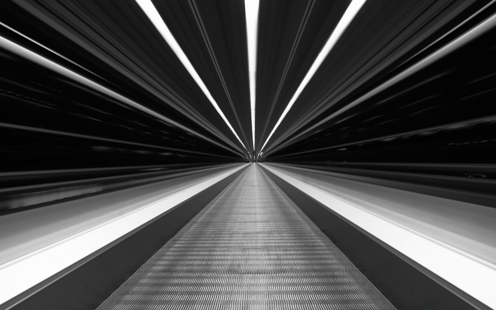 black and white fast blur tube street tunnel perspective abstract urban