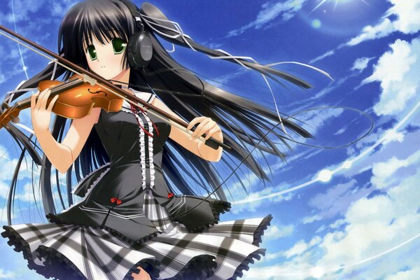 Anime menina tocando violino