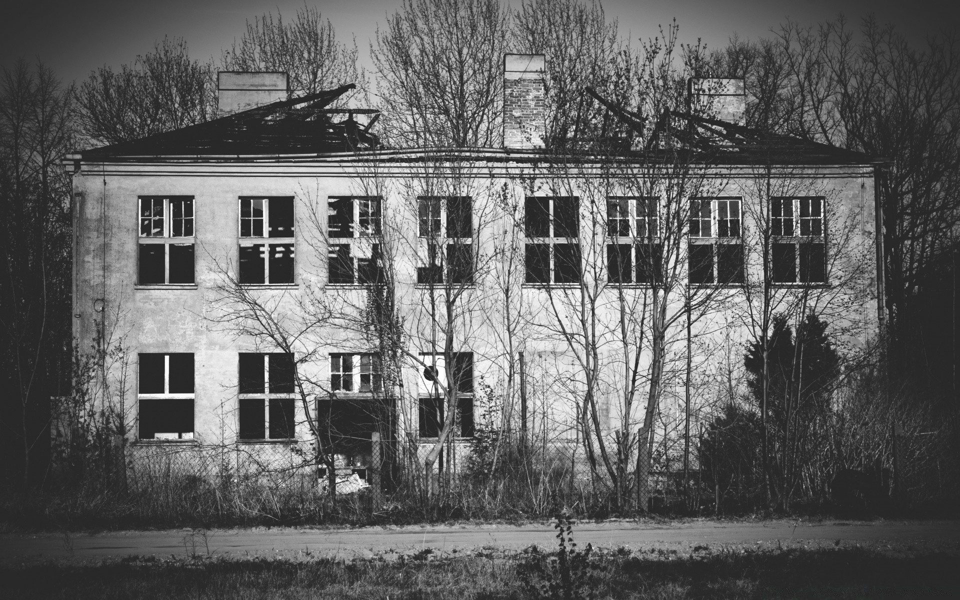 black and white home house architecture building mansion monochrome wood street