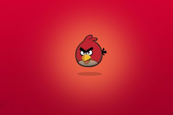 Czerwony ptak z gry Angry Birds na czerwonym tle