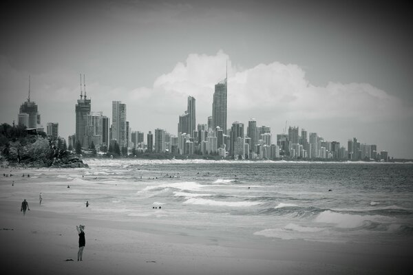 Skyline City monochrome architecture