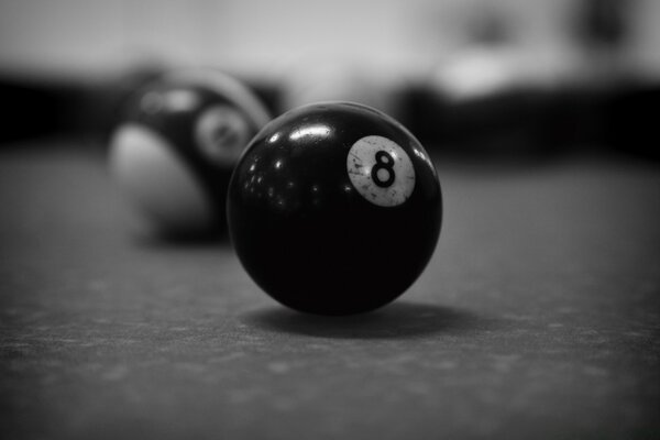 Monochrome still life of billiard balls