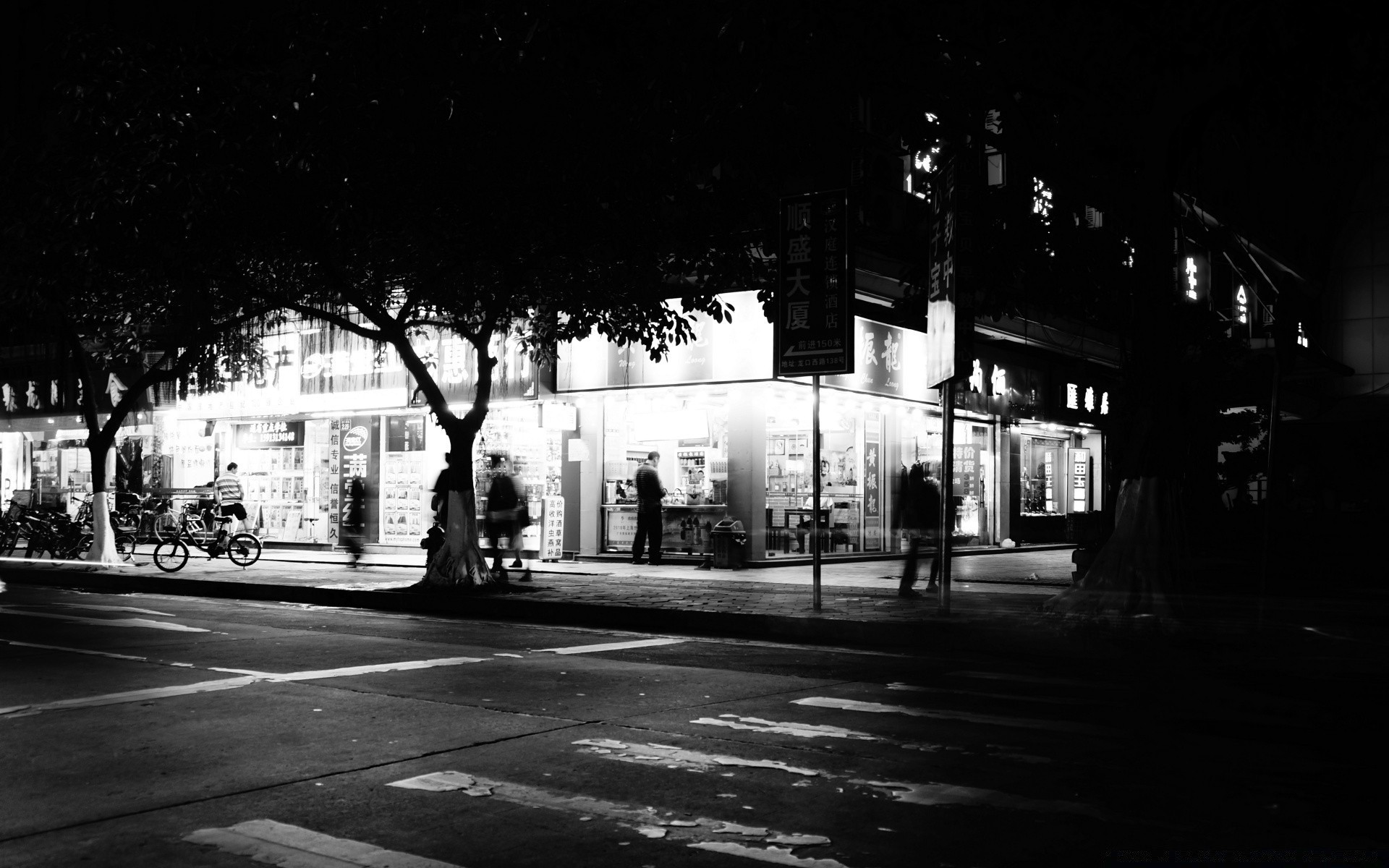 black and white street monochrome city pavement road urban architecture travel light car town transportation system square building shadow