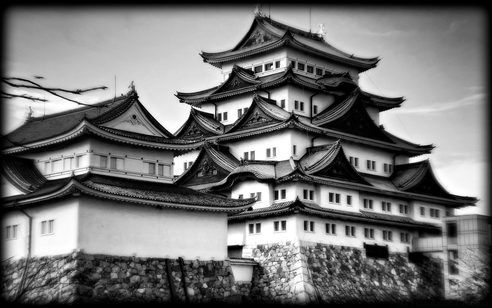 black and white architecture building roof monochrome old house castle travel temple city ancient sky home culture