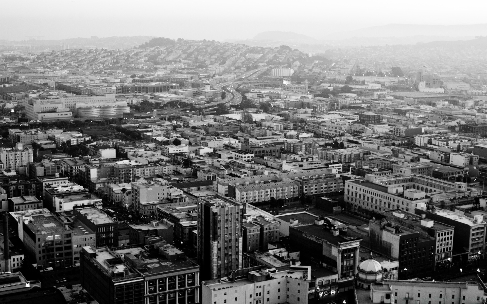 blanco y negro ciudad ciudad skyline arquitectura viajes antena ciudad panorámica rascacielos horizontal vista sistema de transporte