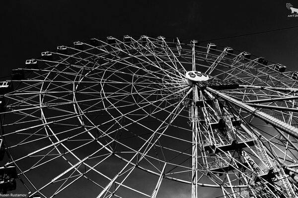 Ruota panoramica in scala di grigi monocromatica