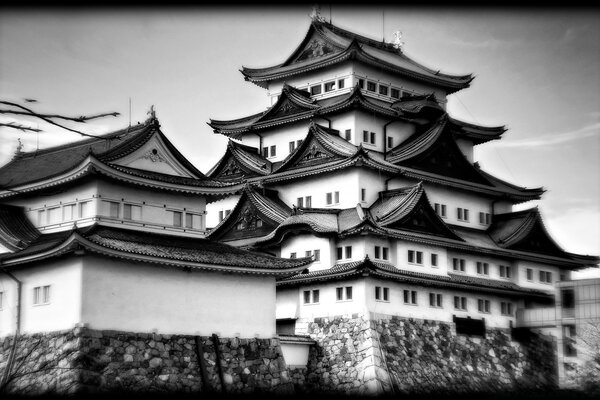 Bâtiment architectural noir et blanc